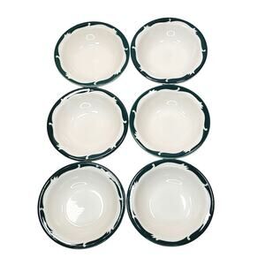 6 Wintergreen Green Crest Wave Syracuse China 4.5" Jelly Bowls Vtg Restaurant